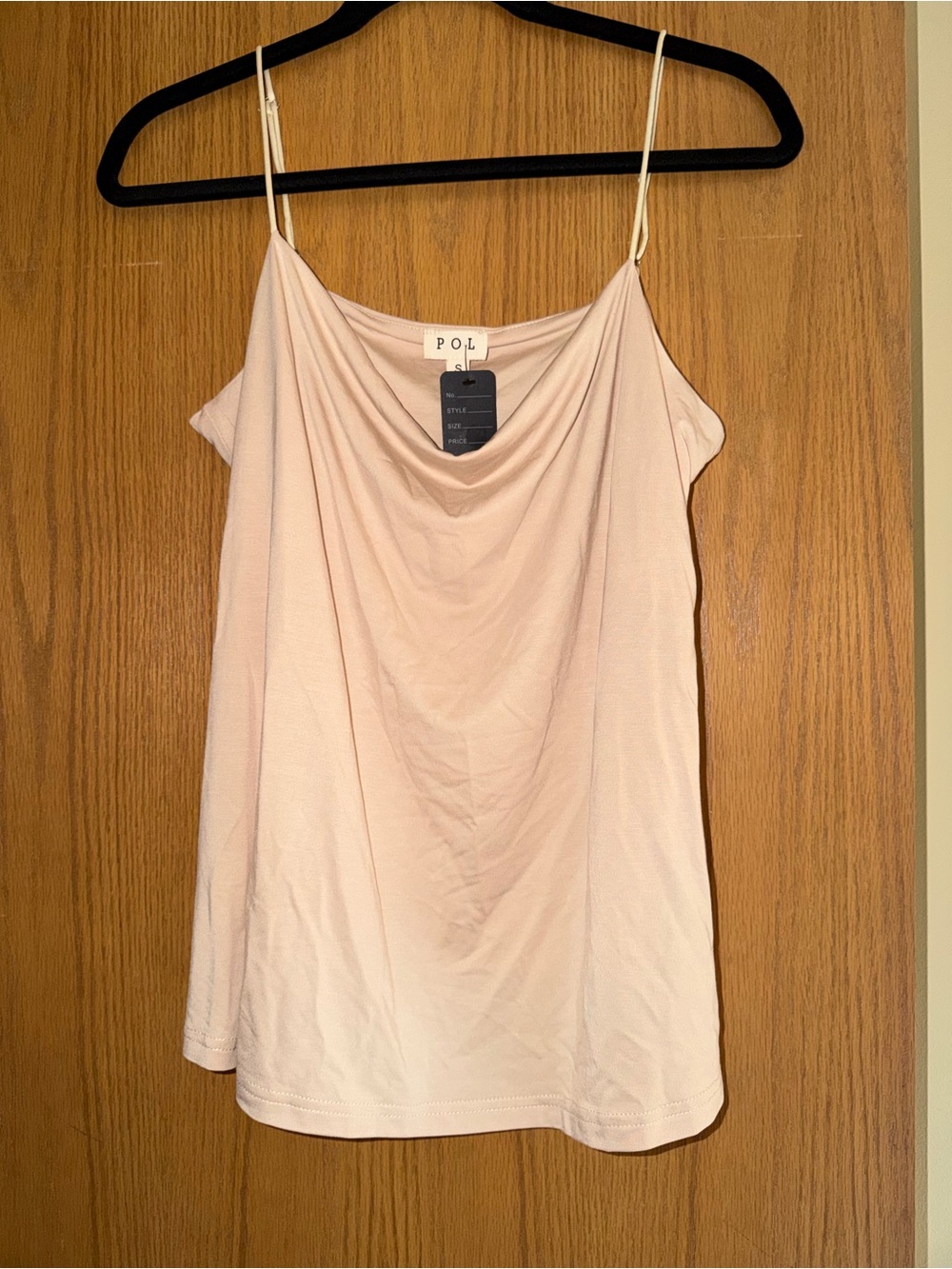 POL tan Cowl Neck Spaghetti Strap Camisole